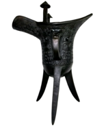 Vintage Antique Chinese Jue Ceremonial Ritual Bronze Wine Vessel Mug 7.25in - €564,47 EUR