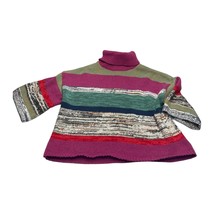 Knox Rose Sweater Women&#39;s XL Multicolor Striped Knitted Turtleneck Half Sleeve - £17.75 GBP