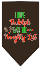 Hope Rudolph Eats Naughty List Screen Print Bandana Cocoa Size Large - £9.06 GBP
