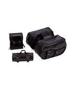 Diamond Plate 4pc Heavy-Duty Waterproof PVC Black Motorcycle Luggage Set - $154.42