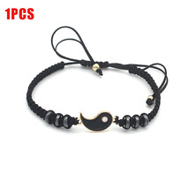 Couple Bracelet Chinese Style Retro Tai Chi Alloy Accessories Hand Woven Rope BF - £10.35 GBP
