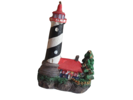 Lighthouse Christmas Tree Ornament Black White Red Building Coastal ~3&quot; - $175.58 MXN