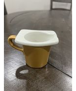 Vintage Hall Ceramic Miniature Mustard brown Creamer 2 inch Squared Top ... - $12.86
