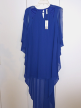 Leshop Ladies Blue SHEER/LINED MINI-DRESS W/LONG Sheer Over LAYER-L-NWT-LOVELY - £24.67 GBP