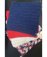 HANDMADE SET OF 4 CROCHET COTTON DISH CLOTHS OR WASH CLOTHS APPROX 8.5x8... - $16.29 CAD