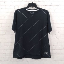 Under Armour T Shirt Mens Large Black All Over Spellout Short Sleeve Cre... - $15.99