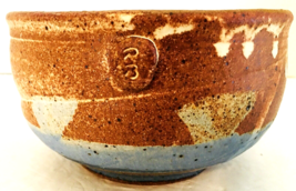 Studio Pottery Bowl Brown, Blue, Beige Drip Glaze 3&quot;H  5.25&quot;W Hand Throw... - £15.56 GBP