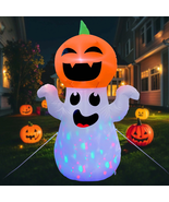 5Ft Halloween Inflatable Pumpkin Ghost with 360° Rotating Colorful LED L... - $1,019.59 MXN