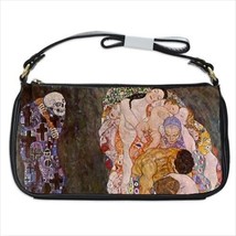 Death And Life Gustav Klimt Art Black Shoulder Clutch Bag Purse Handbag - £36.10 GBP