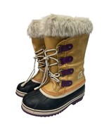 Sorel Winter Snow Boots Girls Youth 4 Tan Joan Of Arctic Waterproof Faux... - $58.38 CAD