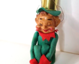 Pixie Elf Knee Hugger Green felt 1950s Japan MCM 5&quot; Christmas ornament - $21.73