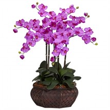 Nearly Natural 1201-OR Large Phalaenopsis Silk Flower Arrangement - £139.75 GBP