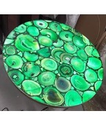 Green Agate Stone Round Coffee Side Table Top Hallway Furniture Agate Ho... - $3,450.83 CAD