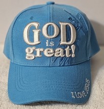 God Is Great I Love Jesus Cross Religious Christ Baseball Cap Hat ( Blue ) - £11.50 GBP