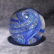 Crystal Art Glass Round Paperweight Dichroic Blue Glass Eye Studio 459L-1 - £44.07 GBP