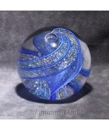 Crystal Art Glass Round Paperweight Dichroic Blue Glass Eye Studio 459L-1 - £43.96 GBP