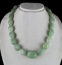 NATURAL INDIAN JADE BEADED CARVED OVAL NECKLACE 988 CARATS BIG GEMSTONE ... - £190.56 GBP