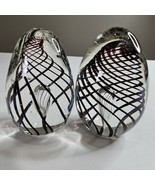 Vintage Studio Art Blown Glass Paperweight Egg Shape with Black Spiralin... - $668.12 MXN
