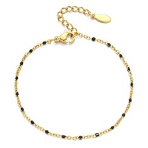 Boho Gold color Stainless Steel Chain Bracelets for Women Link Enamel Beads Brac - £11.77 GBP