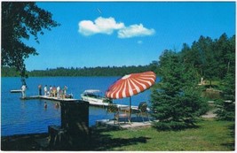 Postcard Beach Scene Vacationaire Resort Island Lake Park Rapids Minnesota 1958 - £2.95 GBP