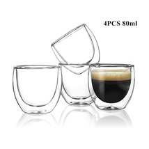 Double Wall Glass Clear Handmade Heat Resistant Tea Drink Cups Healthy Drink Mug - £51.39 GBP+