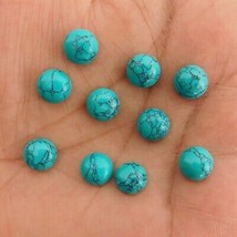 10x10 mm Round Lab Created Blue Turquoise Cabochon Loose Gemstone Lot 100 pcs - £28.46 GBP