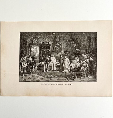 Petrarch And Laura At Avignon Victorian Print 1901 Woman History Ephemera DWP4C Item image 2