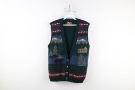 Vtg 90s Country Primitive Womens S Fair Isle Cabin Wool Knit Sweater Vest USA - £70.77 GBP