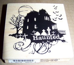 Haunted  House Halloween New Mounted Rubber Stamp - £7.99 GBP
