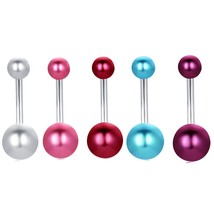 5PCS Stainless Steel Crystall Belly Piercing Set 14G Opal Belly Bar Pack  Navel  - £18.74 GBP