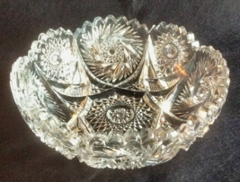 American Brilliant Cut Glass Crystal Bowl 6&quot; Vintage Home Decor Crystal ... - $35.00