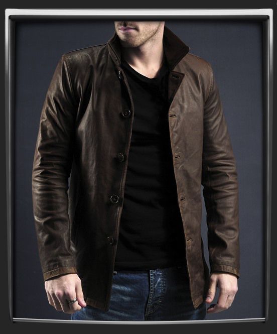 Mens Brown Leather Jacket, Men's Coat, Real Leather Coat, Mens casual outfit 201