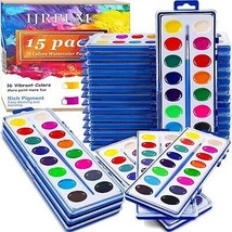 15 Pack Watercolor Paint Set for Kids 16 Colors Washable Paint with Pain... - £36.99 GBP