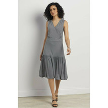 Womens Size Small Soft Surroundings Black White Claudia Faux Wrap Striped Dress - £22.64 GBP