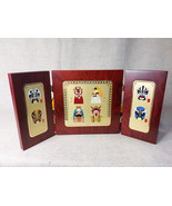 Vintage Facial Opera Makeup Of Xiqu China; Wooden Foldout Picture Ornament - $41.35