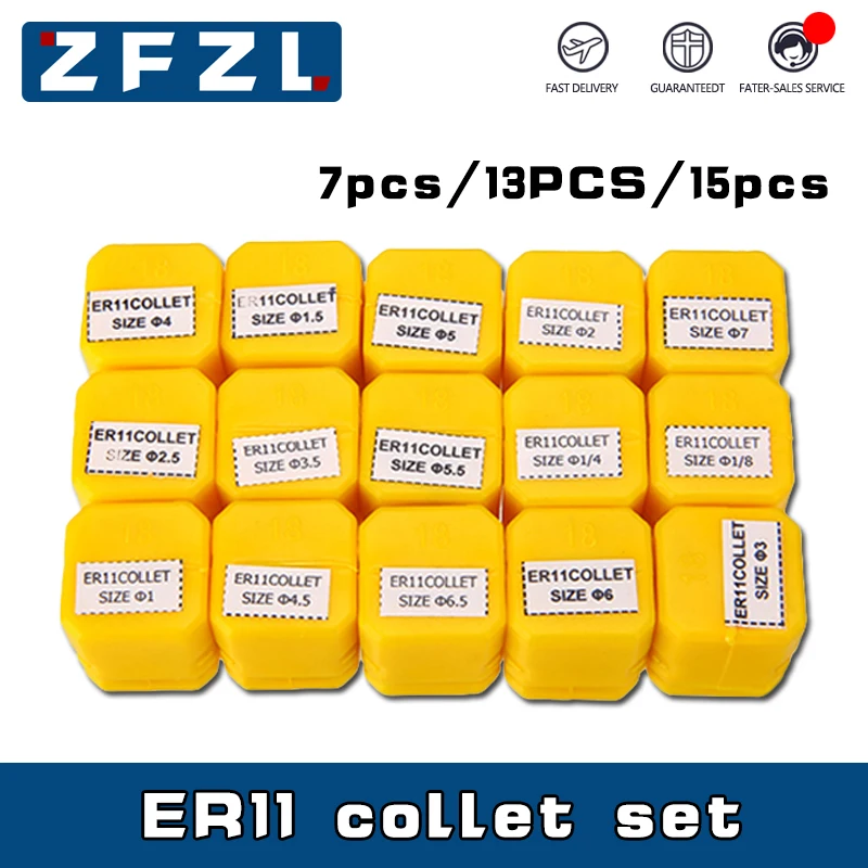 ER11 collet chuck set 7pcs 13pcs 15pcs ER11 1mm-7mm Spring collet for CN... - £202.61 GBP