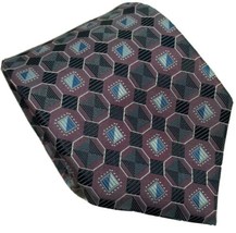 Bill Robinson Tie Purple Gray Blue Geometric Poly 58 x 3.25 Handmade China - £9.31 GBP