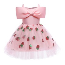 Baby Girl Strawberry Sequins Pattern Bow Tie Design Sling Tutu Formal Dress(D010 - £65.56 GBP