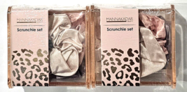 2 Pack Manna Kadar Beauty Scrunchie Set Tan Pink And Purple with case - £17.53 GBP