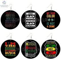 SOMESOOR Black History Powerful Sayings Printed Wooden Drop Earrings African Ame - £19.70 GBP