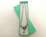 Floral Rhinestone Necklace, Silver Tone Chain, Box Clasp Closure, JWL-081 - $9.75