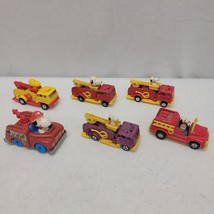 Vintage Lot 6 Peanuts Aviva FIREMAN Snoopy Woodstock Fire Truck Diecast Vehicle - £31.12 GBP