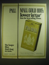 1974 Pall Mall Cigarettes Ad - Pall Mall Gold 100&#39;s lower in tar - £14.72 GBP