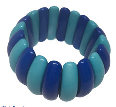 Vintage Blue Resin Stretch Bangle Cuff Bracelet 60&#39;s 70&#39;s. 7.5” - £39.55 GBP