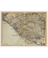 1925 ORIGINAL VINTAGE MAP VICINITY OF MOUNT VESUVIUS VOLCANO NAPLES NAPO... - $27.31