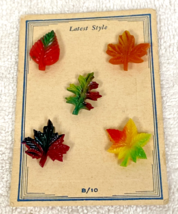 5 Vintage Fall Oak Maple Leaf Shaped Goofies Plastic Buttons Original Pa... - $18.32