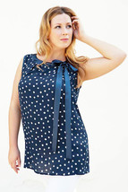 BLOUSE COCKTAIL SUMMER TOP POLKA DOT TUNIC MADE IN EUROPE SILKY VISCOSE ... - £43.00 GBP