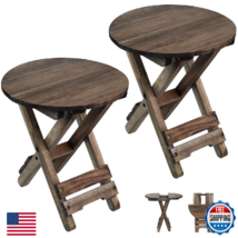DAXULY Small Folding Patio Table Outdoor Wood Accent Coffee End Table Po... - $81.48