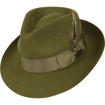 Mens Bruno Capelo Hat Australian Wool Fedora Teardrop Crown Fabio FB229 Olive image 3