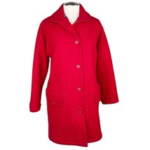 The Woolrich Coat Woman Size Small 100% Pure Wool Button Up Collared Red Jacket - £122.98 GBP